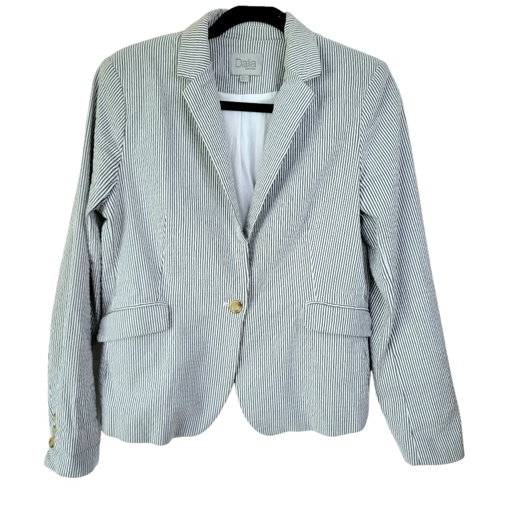 Dalia Pinstripe Blazer Sz L Cotton Blend - Picture 1 of 11